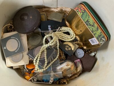 A Mixed collection of costume jewellery etc, to include 4 vintage Kursaal mirrors..