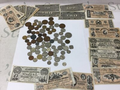 Collection of assorted coinage including some pre 1946 along with other items