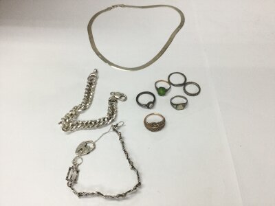 A collection of various silver items of jewellery
66.96g approx