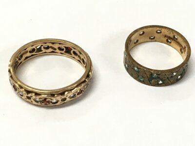 Two eternity rings size K and N. 6.5g
