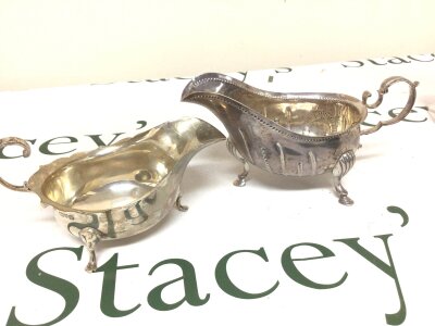 Two Silver sauce boats with Birmingham and Chester hallmarks weight 244g approximately  (2)