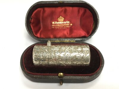 A cased fine quality Victorian silver scent bottle, London hallmarks.