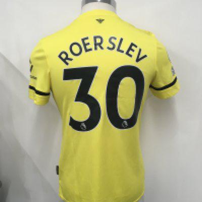 Brentford 2021 - 2022 Match Issued Football Shirt: Away short sleeve shirt with Premier League badging to arms. Roerslev number 30 to rear. Issued v Tottenham on 2 December 2021.