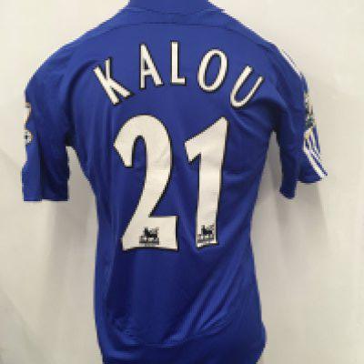 Chelsea 2006 - 2007 Match Worn Football Shirt: Home short sleeve shirt with Premier League Champions badging to arms. Kalou number 21 to rear. Worn v Tottenham on 5 November 2016.