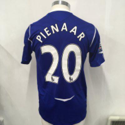 Everton 2008 - 2009 Match Worn Football Shirt: Home short sleeve shirt with Premier League badging to arms. Pienaar number 20 to rear. Worn v Arsenal on 18 October 2008.