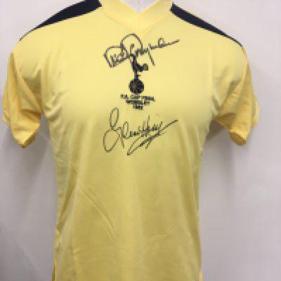 Tottenham 1982 FA Cup Final Signed Football Shirt: Yellow brand new with tags retro shirt with FA Cup Final Wembley 1982 to breast below cockerel. Signed to front by goal scorer and captain Perryman and Hoddle. Coa from reputable source.