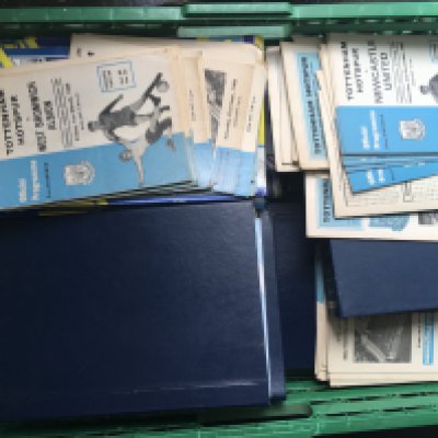 Tottenham Home Football Programmes: Include 5 sets from the 80s binders and a quantity from the 60s onwards in good condition. Instructions to sell. (1 box)