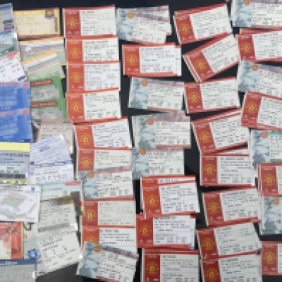 2001/2002 Manchester United Football Tickets: 54 home tickets and 20 away tickets in good condition with duplication. (74)