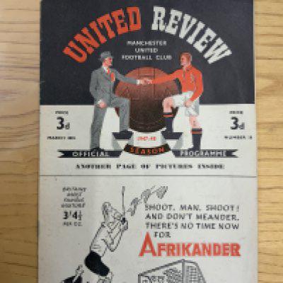 47/48 Manchester United v Wolves Football Programme: Harder to obtain league match dated 20 3 1948. Very good with pencilled team changes.