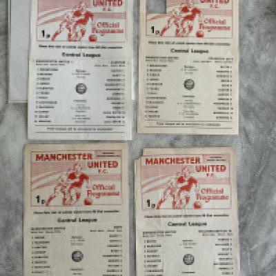 75/76 Manchester United Home Reserve Football Programmes: Single sheets for Everton and Bury in good condition plus Wolves and Coventry with faults. (4)