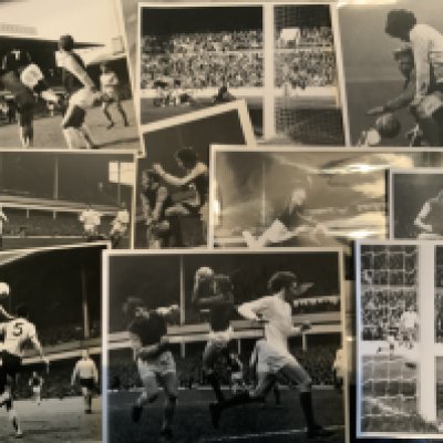 West Ham 60s + 70s Football Press Photos: All original press photos although only 6 stamped to rear. Some great shots of Bobby Moore in action plus Pop Robson Jimmy Greaves Geoff Hurst Clyde Best and many others. Mixed sizes often large with the majorly match action. (30)