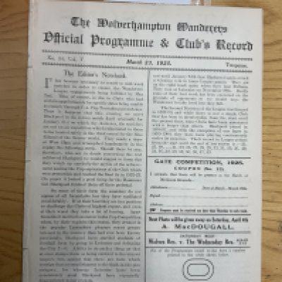 1924 - 1925 Wolves v Blackpool Football Programme: Ex bound 100 years old excellent condition first team division 2 match with no writing. Now an 8 pager due to covers being removed.