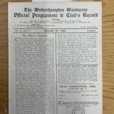 1924 - 1925 Wolves Reserves v Oldham Central League Football Programme: Ex bound 100 years old excellent condition programme with no writing. Now an 8 pager due to covers being removed.