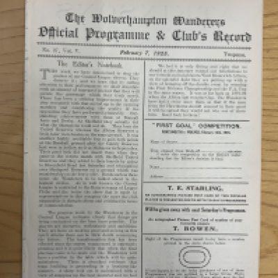 1924 - 1925 Wolves Reserves v Blackburn Rovers Central League Football Programme: Ex bound 100 years old excellent condition programme with no writing. Now an 8 pager due to covers being removed.