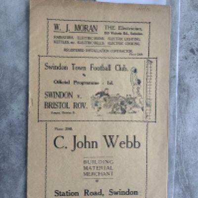 37/38 Swindon Town v Bristol Rovers Football Programme: Excellent condition division 3 south match with no writing.