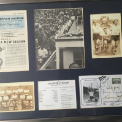 Tottenham Big Match Signed Framed Displays: Just about everything covered in these nice displays of famous moments in their history. 1961 has 9 autographs, 1963 slight fading signed by 3, 1991 FA Cup Final with original programme + ticket, 1974 UEFA Cup final x 5, Two different 1999 Worthington Cup one fully signed, 1967 Charity Shield x 4, 1971 League Cup Final x 5, 1967 FA Cup x 7, 1973 League Cup Final x 8, 1972 UEFA Cup final x 9. Other displays with original ticket and programme include 1991 Charity Shield, 2002 Worthington Cup and 1991 FA Cup Final. Nice lot.
