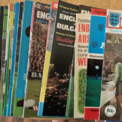 England Home Football Programmes: From the mid 60s to the mid 90s in very good condition. Instructions to sell. (133)