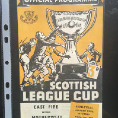 Scottish Big Match Football Programmes: From the 60s onwards to include semi finals and finals from the Scottish Cup and Scottish League Cup. Includes 1954 East Fife v Motherwell. Very good. (67)