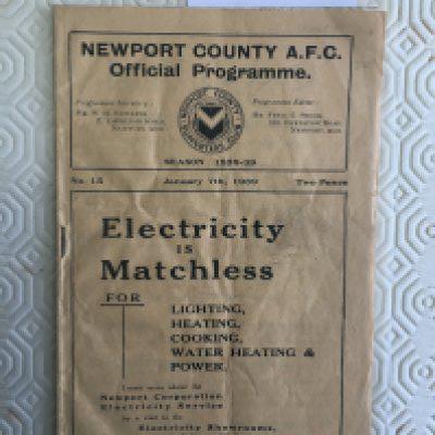 38/39 Newport County v Walsall Football Programme: Good condition with no team changes.