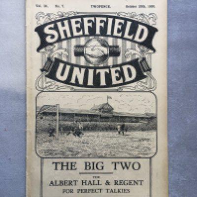 1930 England v Ireland Football Programme: Excellent condition ex bound with covers played at Sheffield United. No team changes.