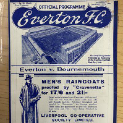 36/37 Everton v Bournemouth Football Programme: Excellent condition FA Cup match dated 16 1 1937. No team changes.