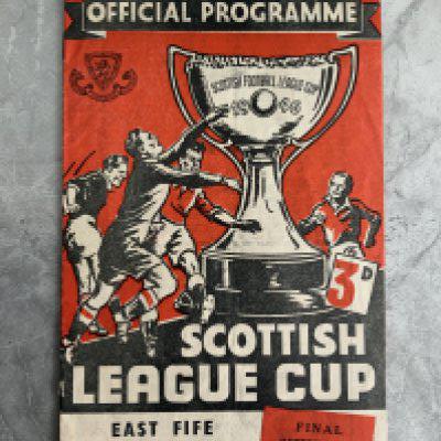 1953 Scottish League Cup Final Football Programme: East Fife v Partick Thistle played at Hampden Park. Very good condition with pencilled team changes.