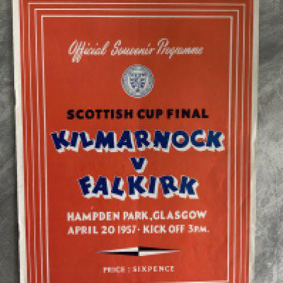 1957 Scottish Cup Final Football Programme: Kilmarnock v Falkirk played at Hampden Park. Very good condition with no team changes.