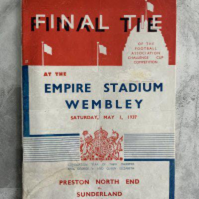 1937 FA Cup Final Football Programme: Sunderland v Preston in excellent condition with no team changes. Had a professional repair mainly to spine with no parts replaced.