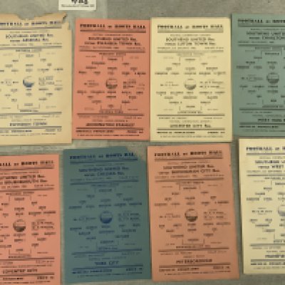 59/60 Southend United Reserve Home Football Programmes: Combination matches v West Ham Bournemouth Arsenal and others. 6 are excellent and 2 pieces missing. (8)