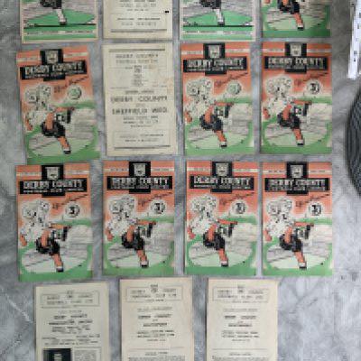 1940s Derby County Home Football Programmes: 47/48 x 2, 48/49 x 8, 50/51 x 2 all very good plus 3 more from 48/49 without covers. (15)