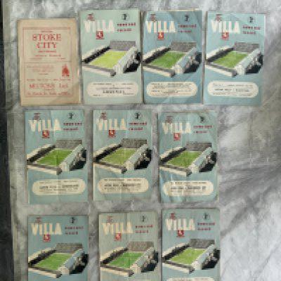 Aston Villa Football Programmes: 46/47 Stoke away plus 8 homes from 49/50 + 54/55 Arsenal. Good except 49/50 v Portsmouth. (10)