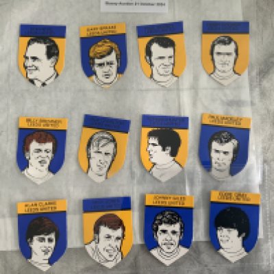 BABS Leeds United Complete Set Of Football Cards: Rare chance to obtain all 12 to include Revie Charlton Clarke Madeley and Sprake. Excellent. (12)