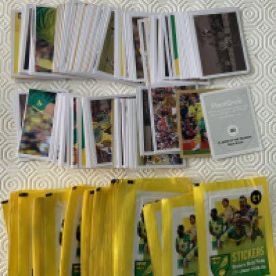 Norwich City Football Cards: 50 unopened packs of 5 cards from a few seasons back. C/W 219 loose cards. Instructions to sell. (469)