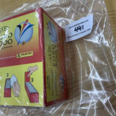 Panini Euro 2000 Football Stickers Sealed Box: Complete sealed box of 100 packs in excellent condition.