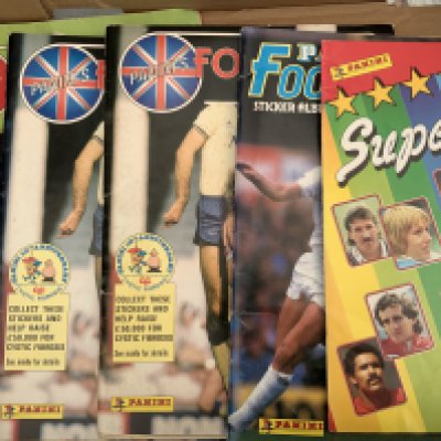 Football Sticker Albums: Panini albums 85, 87 x 2, 88 and Supersport are near complete and 90 is empty. 6 x Merlins from the 90s of which some are complete.
