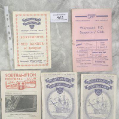 56/57 Portsmouth Friendly Football Programmes: Good condition to include homes v Sparta Club, Dinamo Zagreb + Red Banner. Aways at Weymouth and Southampton. Good. (5)