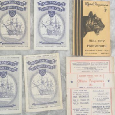 53/54 Portsmouth Friendly Football Programmes: Good condition private collection of homes v Pegasus Newcastle St Mirren and Hearts with aways at Hull and Aldershot. (6)