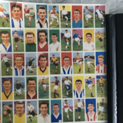 1961 Famous Footballers Uncut Complete Football Cards: From maker Primrose (FBSI) with all 50 cards uncut. There is a tear affecting one card which is Bobby Robson.