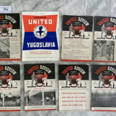 Manchester United 50/51 Home Football Programmes: Festival Of Britain v Red Star fold, Friendly Aberdeen plus 6 league matches v Bolton tear, Middlesbrough, Wolves, Arsenal, Derby tears and West Brom. Good unless stated. (8)