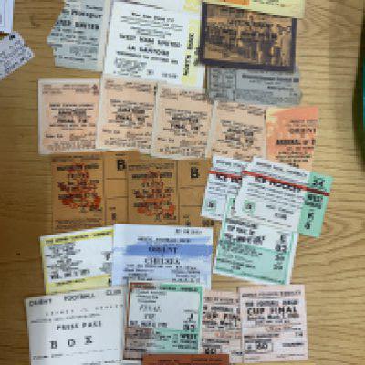 Football Ticket Collection: Must view lot of tickets brought in to a valuation day from the late 50s to the early 70s. Some rare finds including 74/75 Manchester United v Orient x 2, Early 70s Hereford v West Ham FA Cup, 71/72 Orient v Chelsea two versions including press box, 1965 Austria v East Germany, 64/65 West Ham v La Gantoise x 2, 63/64 Orient v West Ham FA Cup, 1971 European Cup Final plus Amateur Cup League Cup and FA Cup finals. C/W nearly 50 England home tickets in this period with duplication. (75)