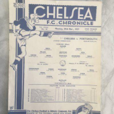36/37 Chelsea Reserves v Portsmouth Football Programme: Excellent condition single sheet with light fold.