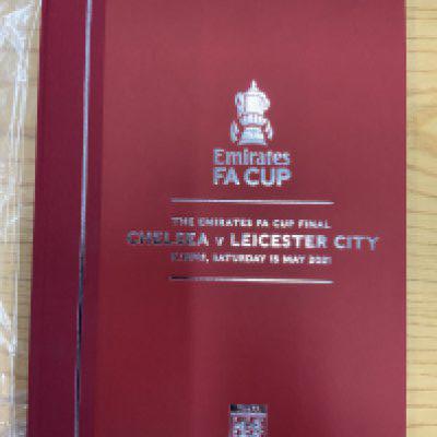 2021 Hardback FA Cup Final Football Programme: Leicester City v Chelsea Ltd edition number 81 of 725. Excellent condition bound in red cover with silver embossing.