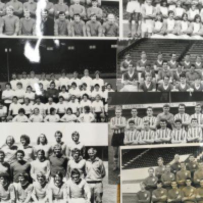 Football Team Group Press Photos: Includes 67/68 Orient, 59/60 Southampton, 62/63 Charlton, 72/73 Birmingham, Bolton no press stamp, 75/76 Blackpool, 69/70 Middlesbrough. Press stamps and annotations unless stated. (7)