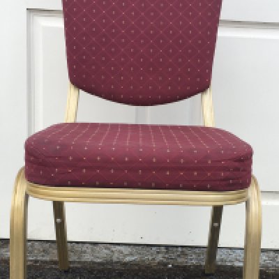 West Ham United Boleyn Ground Football Chair: Gold base and legs with claret seat and backing. Thick high quality padding and material with the back having the old West Ham logo with castle and hammers. No reserve but not for posting.