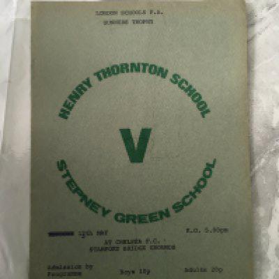 79/80 At Chelsea London Schools Football Programme: Henry Thornton v Stepney Green Schools for the London Schools FA Gunners Trophy Final at Stamford Bridge.