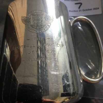 West Brom 1967 League Cup Final Runners Up Tankard: Issued to John Kaye for playing in the defeat to QPR in the first final at Wembley. Heavy silver tankard has Football League badge and Football League Cup 1966-67 Runners Up engraved. EPNS to base. Good shape but a few scratches.