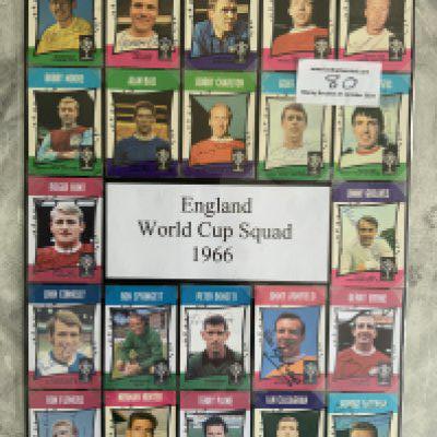 England 1966 Fully Signed by 22 World Cup A + BC Football Cards: This is a unique opportunity and a lot of time and effort was put in to make this one off set. There are 22 cards all hand signed without dedication. Only 14 of the 22 squad were made so vendor made 8 up in the day before getting players to sign. You would find it hard to determine what 8 cards have been created. Laid down to card and a rare chance indeed.