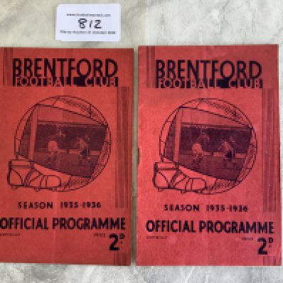 Brentford 35/36 Home Football Programmes: Stoke and Middlesbrough both very good with pencilled team changes. (2)