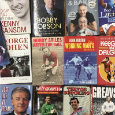 Signed Football Book Collection: Undedicated signed hardback books of Bobby Robson, Kenny Sansom, Bob Latchford, Gary Lineker, Terry Venables, Kevin Keegan and Alan Hudson. Dedicated signed books of Grobbelaar Brooking Greaves Lyall Cohen and Stiles. (13)