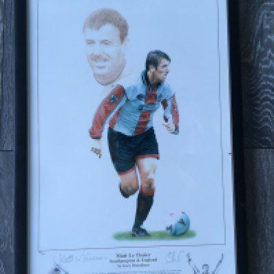 Matt Le Tissier Signed Southampton Framed Football Print: Measuring 21 x 14 inches limited edition number 261/500. Signed by artist and player. Former property of John Motson.